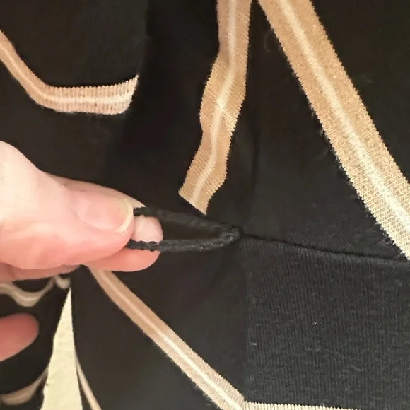 White House Black Market Black White Tan Striped Long Sleeve Dress Size 4 - Picture 4 of 11